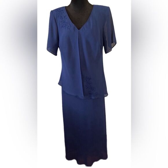 karin stevens Dresses & Skirts - Vintage KSL Mother of the Bride blue formal pullover dress   14 W